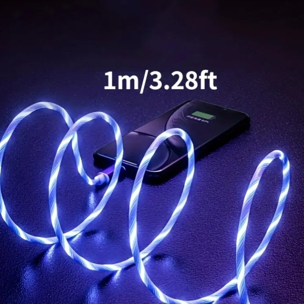 Blue LED Light Charging Cable For Android And iPad Models That Use USB-C - Picture 4 of 4